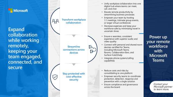 Expand collaboration while working remotely, keeping your team engaged, connected, and secure